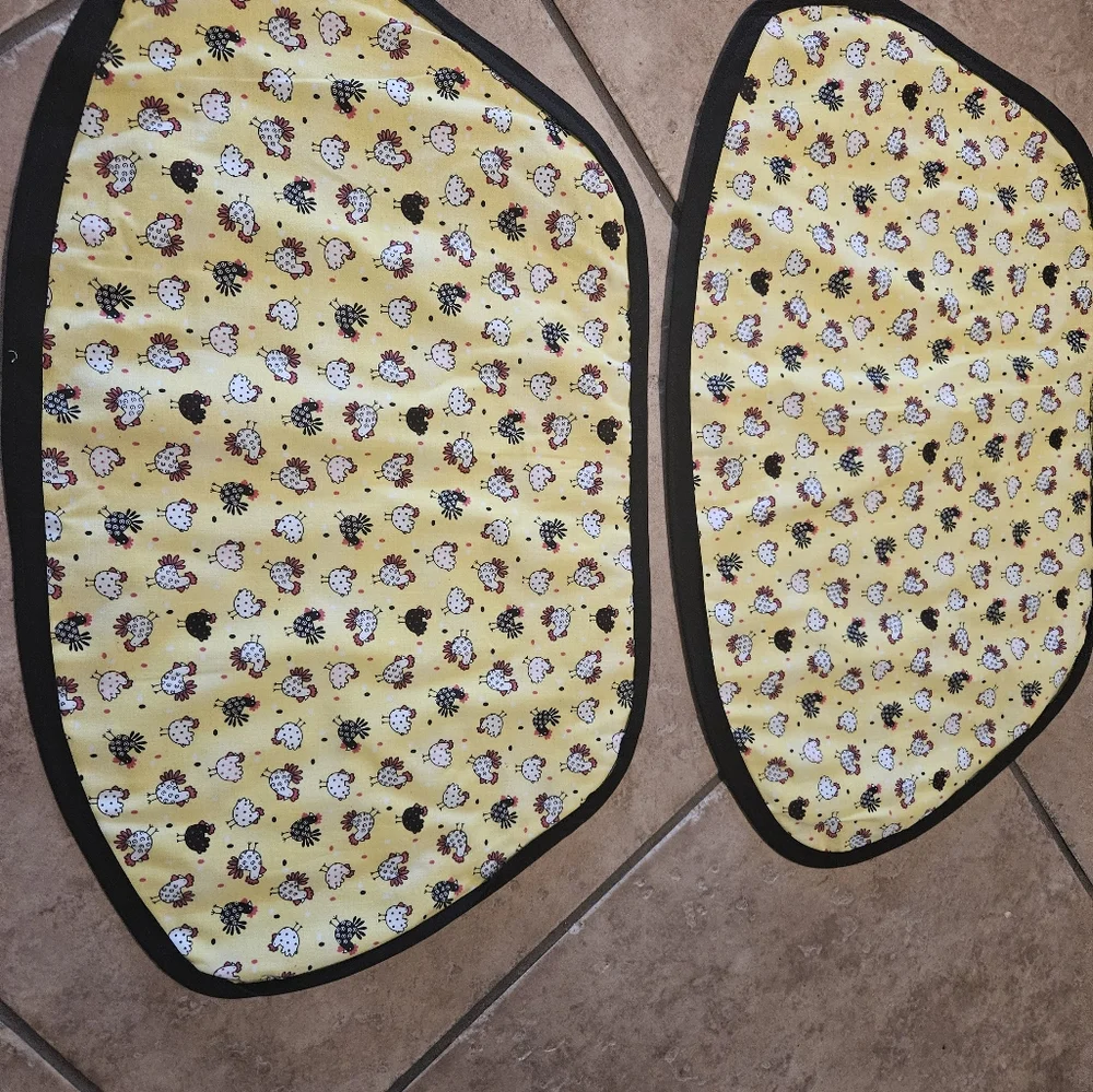 Chicken Pattern Cloth Handnade Place Mats Set of 2 Double-Sided